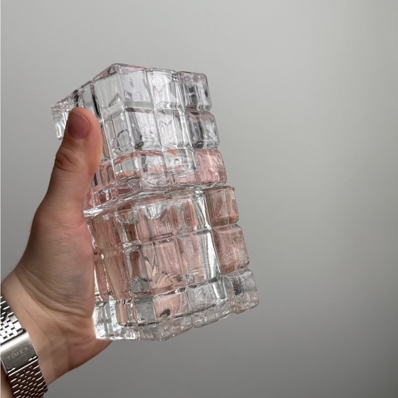 2 Vintage Glass Brutalist Ice Cube Tealight Candle Holders Made in Taiwan MCM - Picture 13 of 16